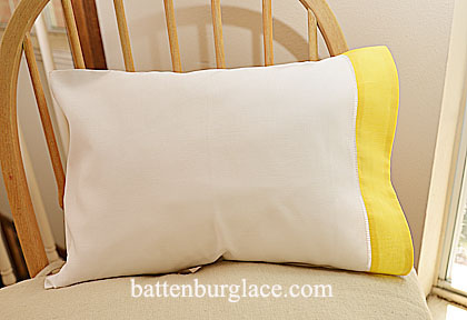 Baby Pillowcase 13x17in. White with Aspen Gold. Set of 2 - Click Image to Close